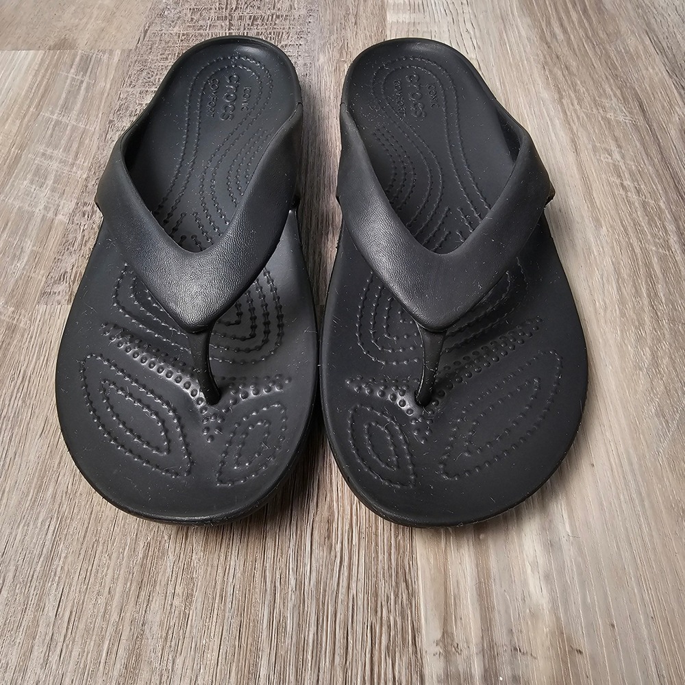 Crocs Womens Kadee II Flip Flops Size 7 Black Casual Minimalist 202492